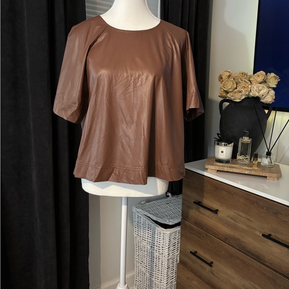 Prologue Brown Leather Blouse